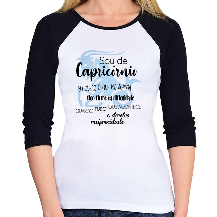 Baby Look Raglan Sou de Capricórnio Manga 3/4