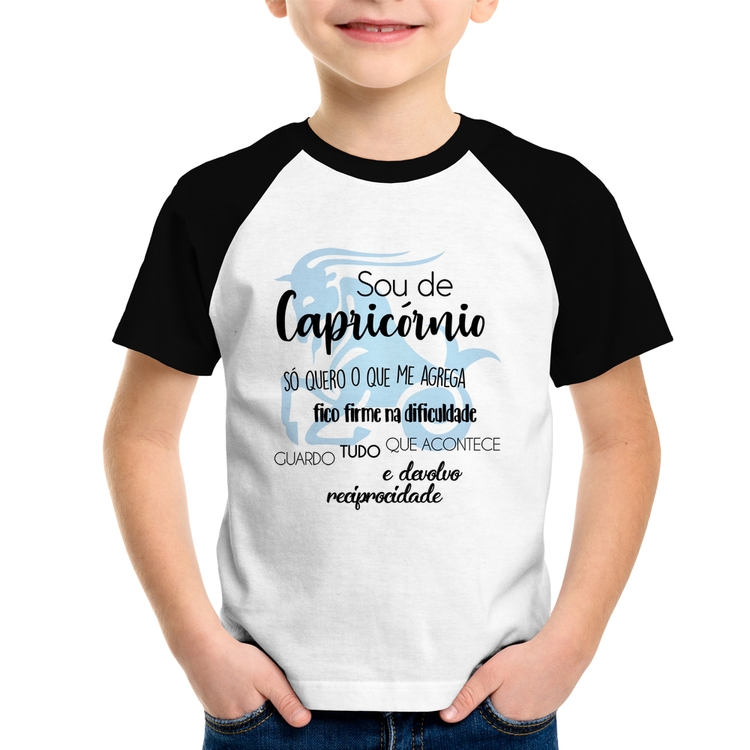 Camiseta Raglan Infantil Sou de Capricórnio