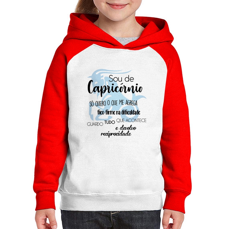 Moletom Infantil Sou de Capricórnio - Branco/Vermelho