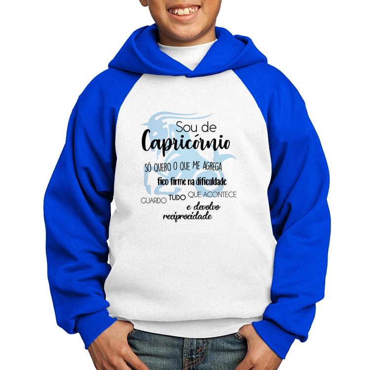 Moletom Infantil Sou de Capricórnio - Branco/Azul