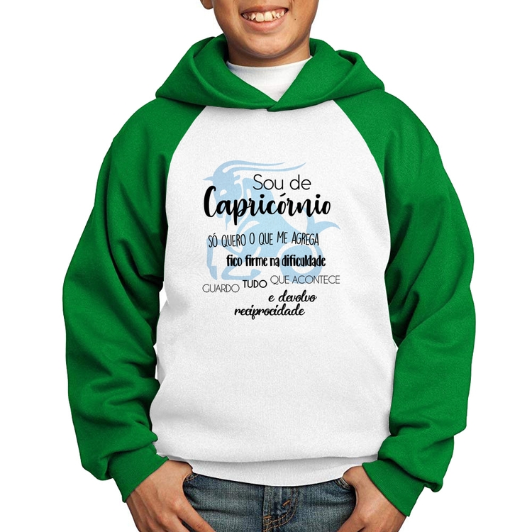 Moletom Infantil Sou de Capricórnio - Branco/Verde