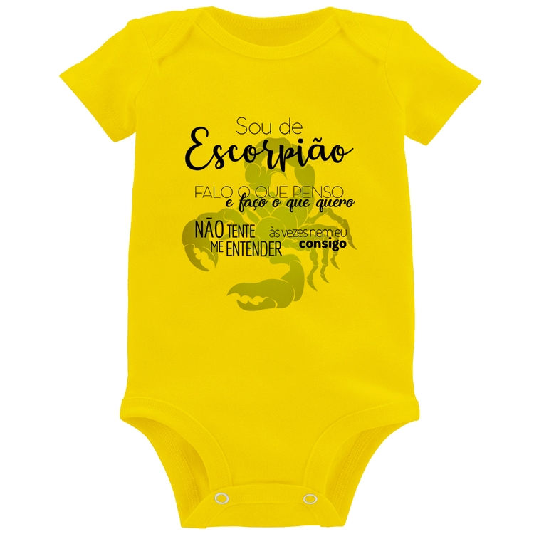 Body Bebê Sou de Escorpião - Amarelo