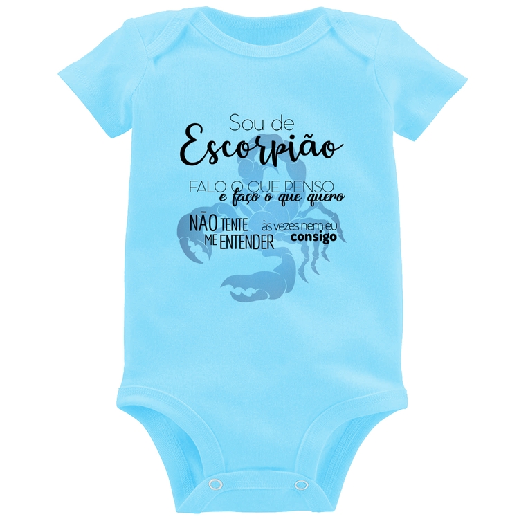 Body Bebê Sou de Escorpião - Azul Bebê