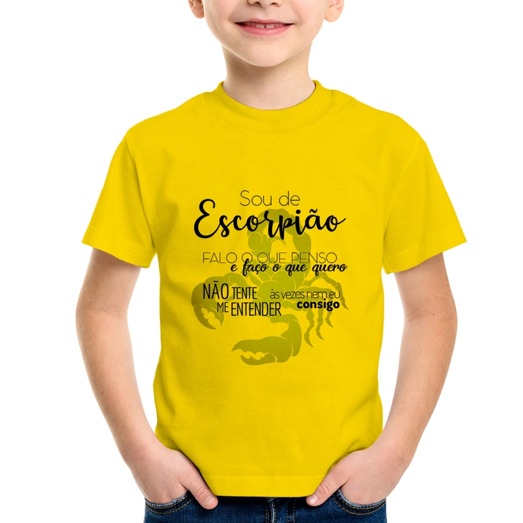 Camiseta Infantil Sou de Escorpião - Amarela