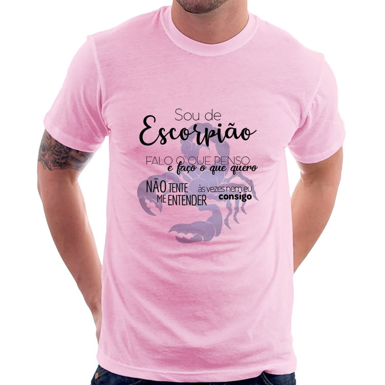 Camiseta Sou de Escorpião - Rosa Bebê
