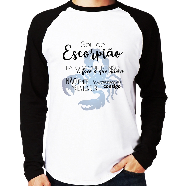 Camiseta Raglan Sou de Escorpião Manga Longa