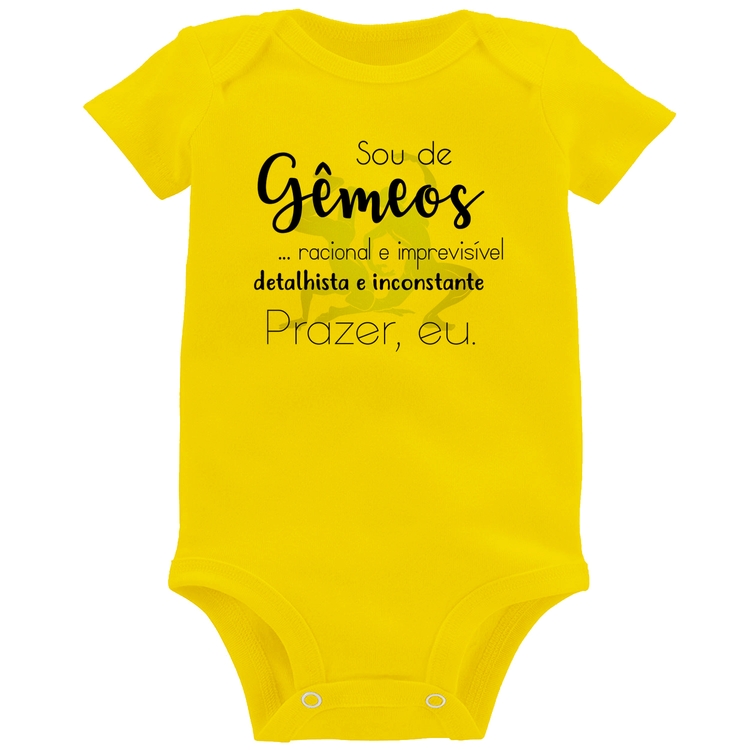 Body Bebê Sou de Gêmeos - Amarelo