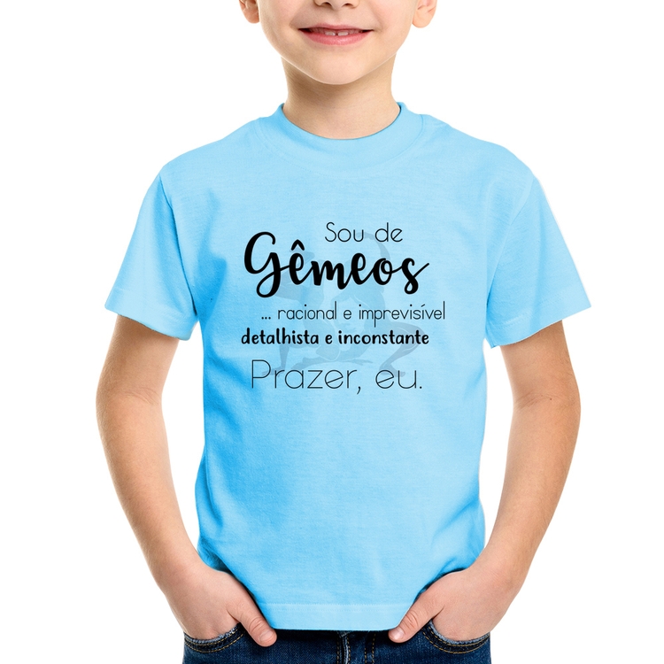 Camiseta Infantil Sou de Gêmeos - Azul Bebê