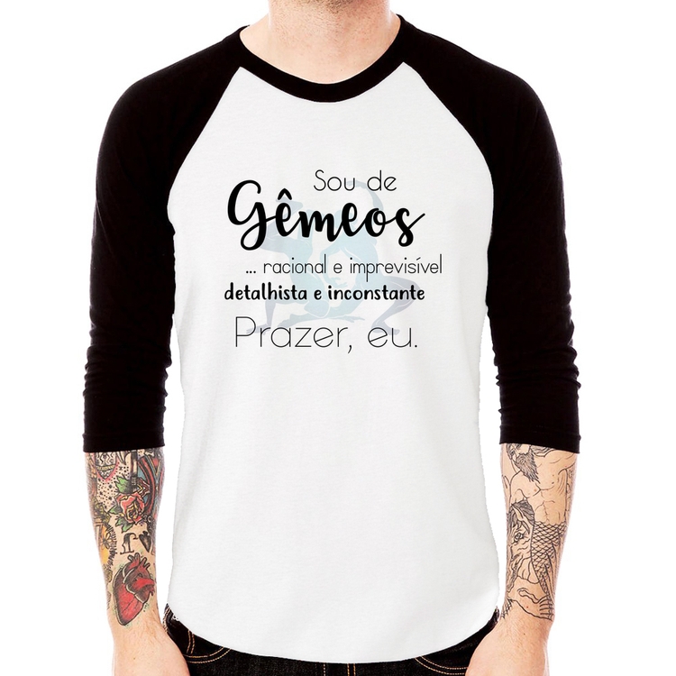 Camiseta Raglan Sou de Gêmeos Manga 3/4