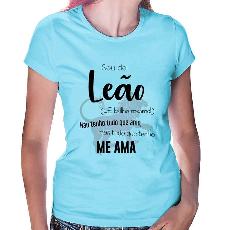 Baby Look Sou de Leão - Azul Bebê