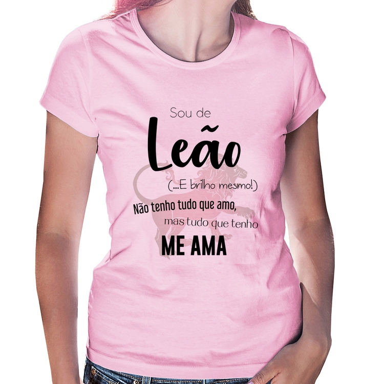 Baby Look Sou de Leão - Rosa Bebê