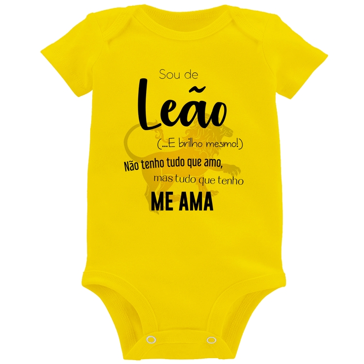 Body Bebê Sou de Leão - Amarelo