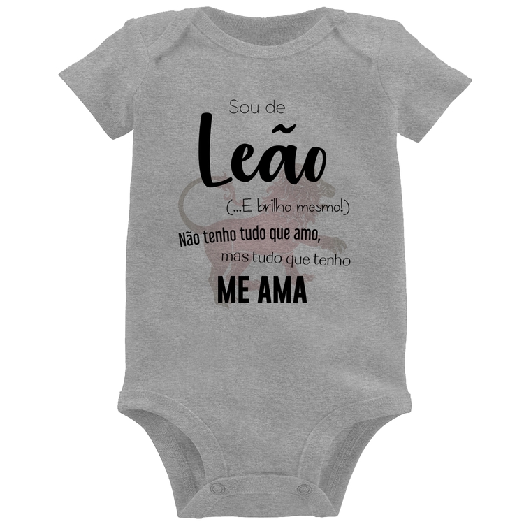 Body Bebê Sou de Leão - Cinza