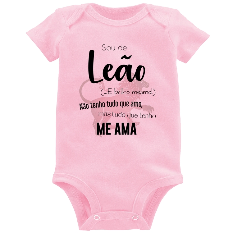 Body Bebê Sou de Leão - Rosa Bebê