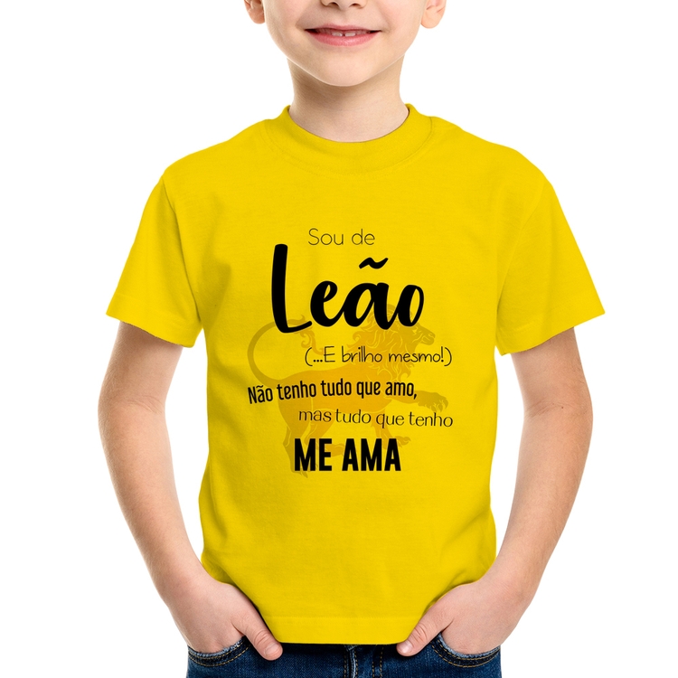 Camiseta Infantil Sou de Leão - Amarela