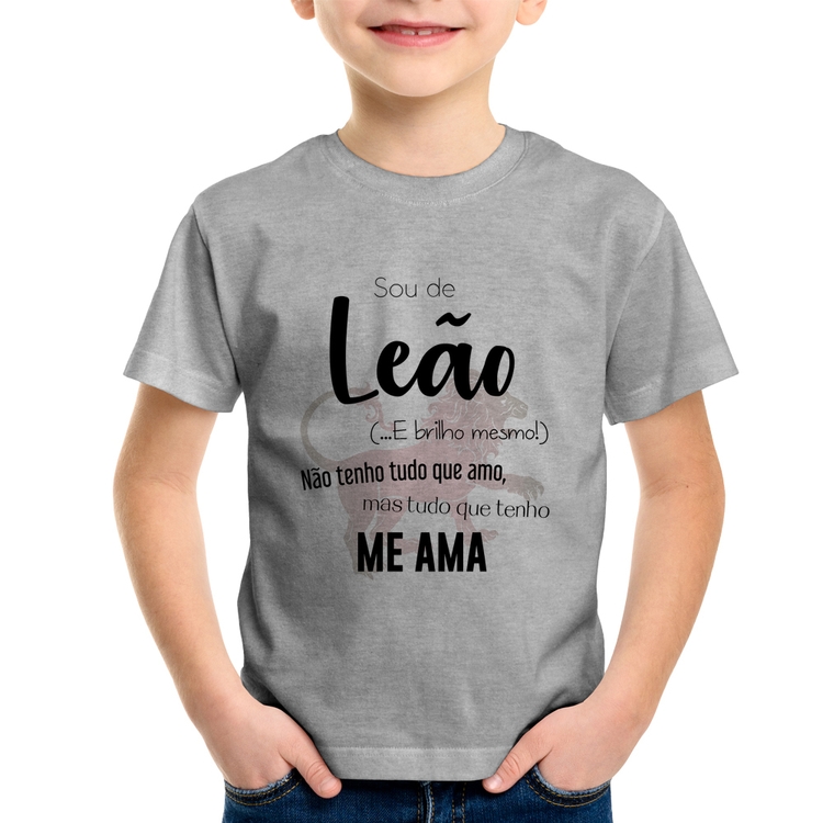 Camiseta Infantil Sou de Leão - Cinza