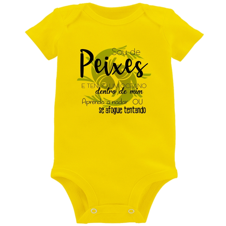 Body Bebê Sou de Peixes - Amarelo