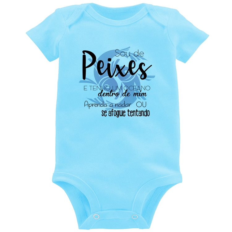 Body Bebê Sou de Peixes - Azul Bebê