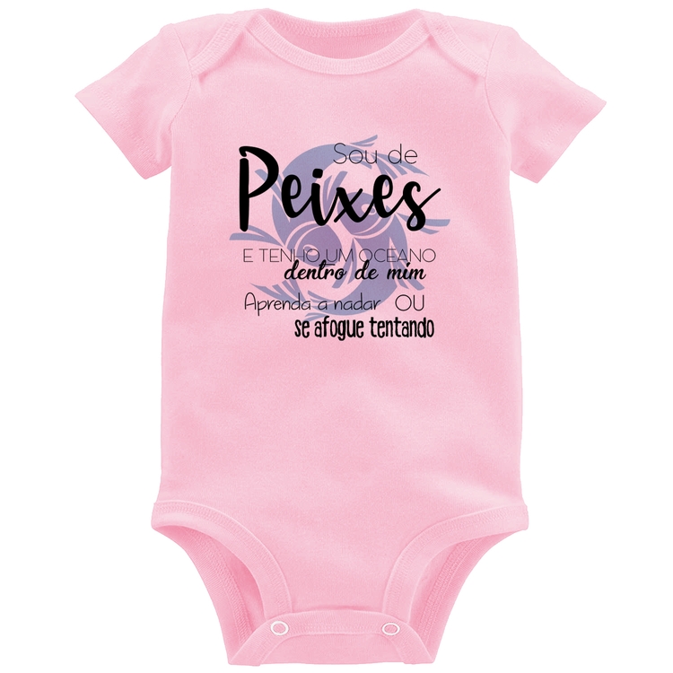 Body Bebê Sou de Peixes - Rosa Bebê
