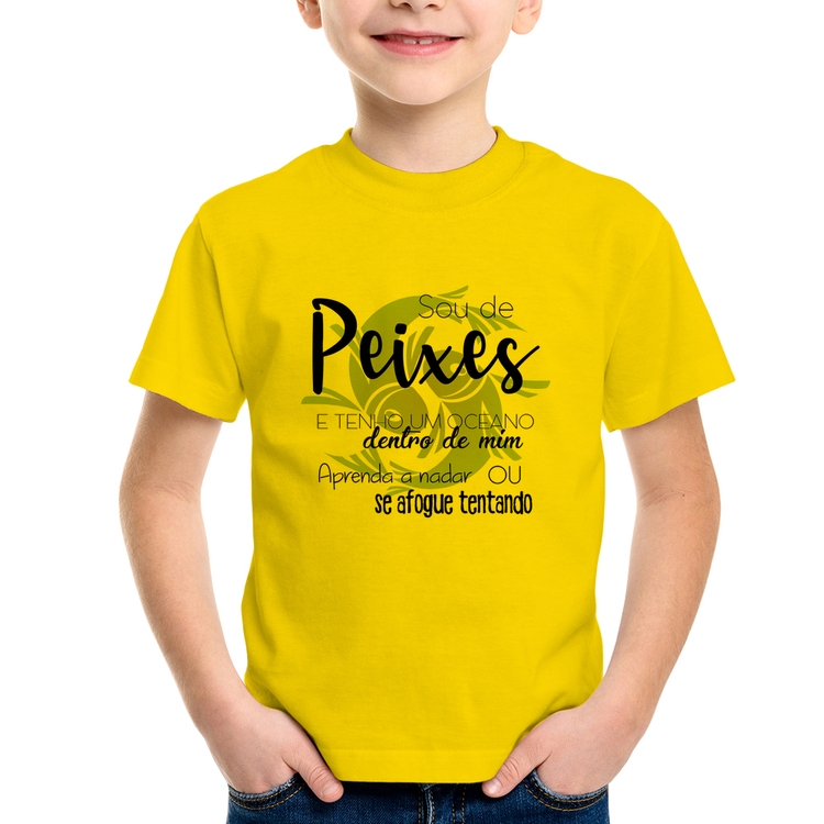 Camiseta Infantil Sou de Peixes - Amarela
