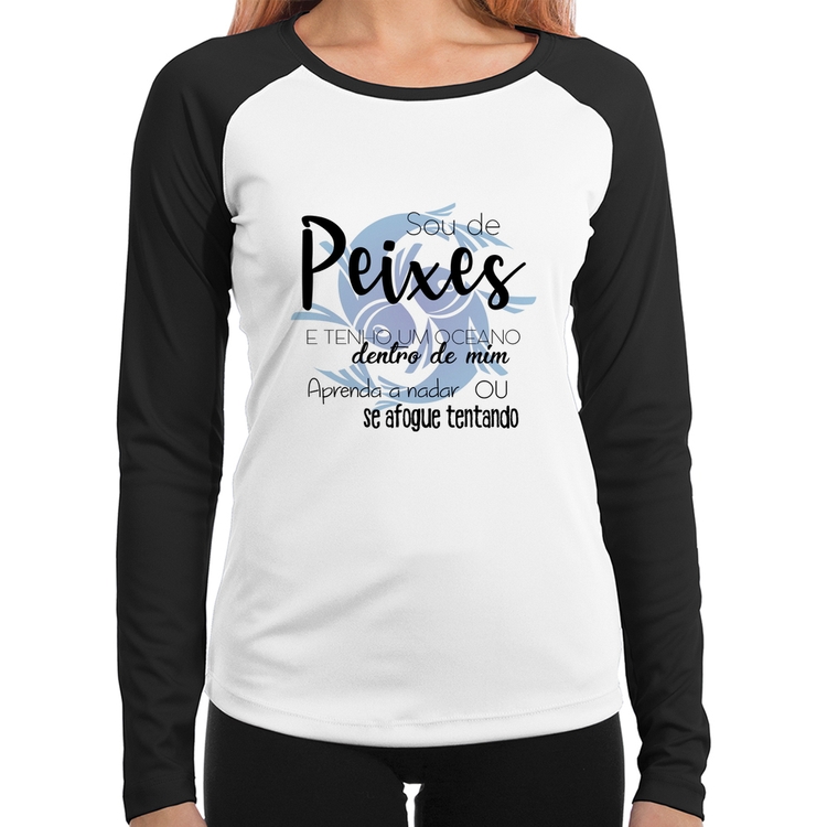 Baby Look Raglan Sou de Peixes Manga Longa