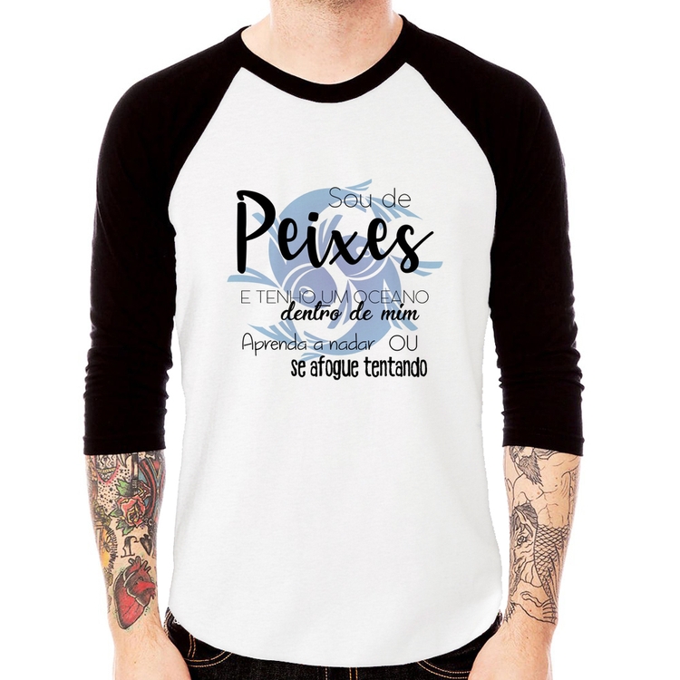 Camiseta Raglan Sou de Peixes Manga 3/4