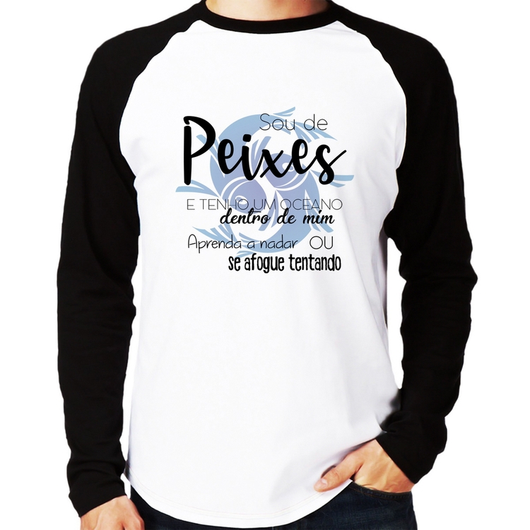 Camiseta Raglan Sou de Peixes Manga Longa