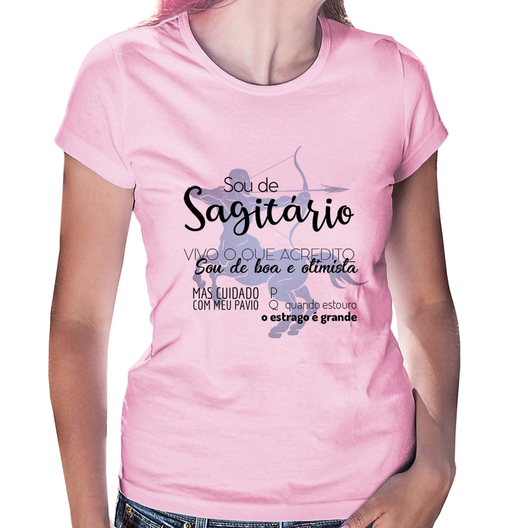 Baby Look Sou de Sagitário - Rosa Bebê