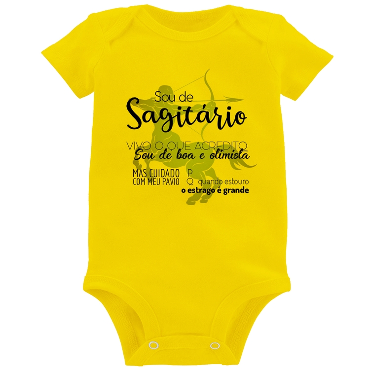 Body Bebê Sou de Sagitário - Amarelo