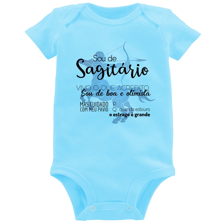 Body Bebê Sou de Sagitário - Azul Bebê