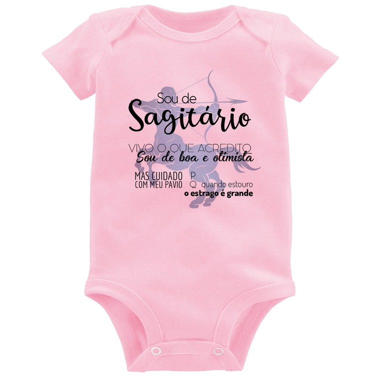 Body Bebê Sou de Sagitário - Rosa Bebê