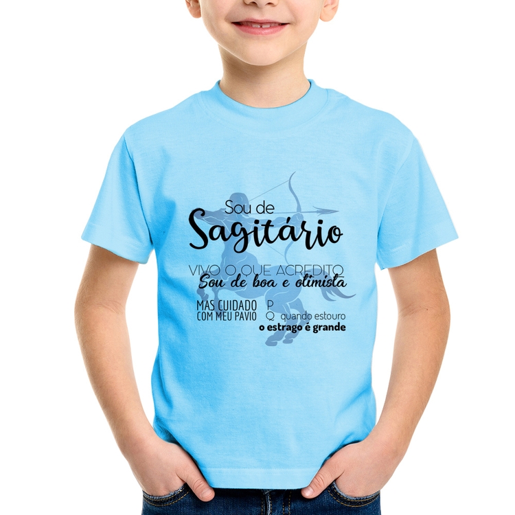 Camiseta Infantil Sou de Sagitário - Azul Bebê