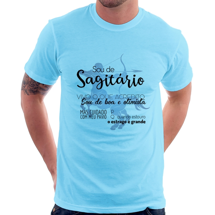 Camiseta Sou de Sagitário - Azul Bebê