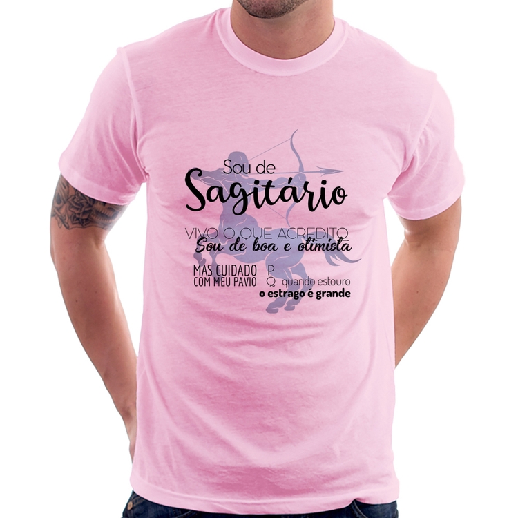 Camiseta Sou de Sagitário - Rosa Bebê