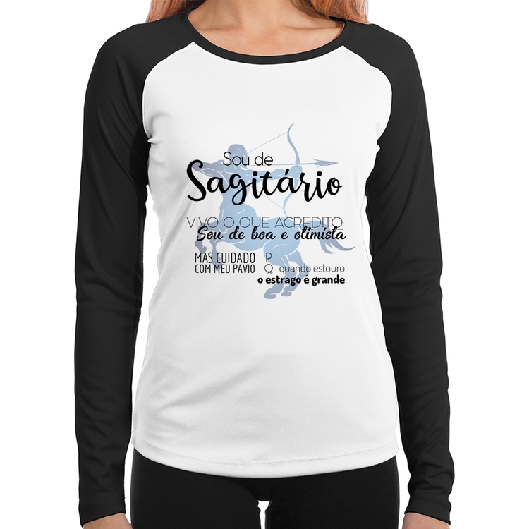 Baby Look Raglan Sou de Sagitário Manga Longa