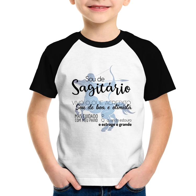 Camiseta Raglan Infantil Sou de Sagitário