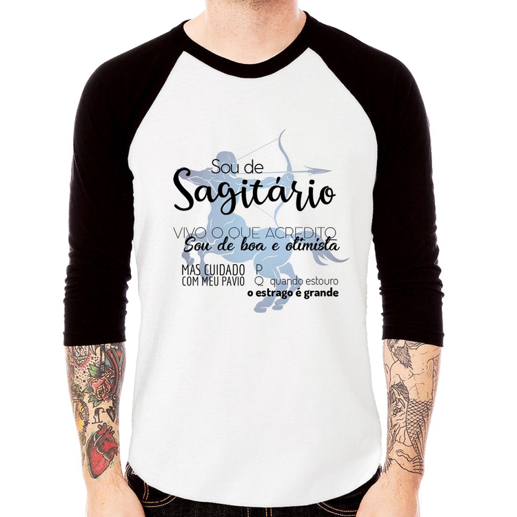 Camiseta Raglan Sou de Sagitário Manga 3/4