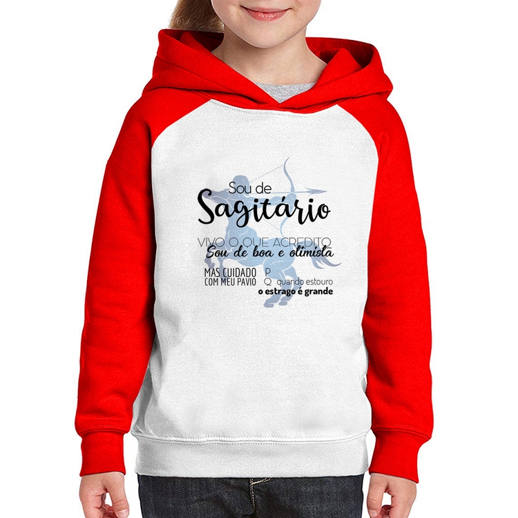 Moletom Infantil Sou de Sagitário - Branco/Vermelho