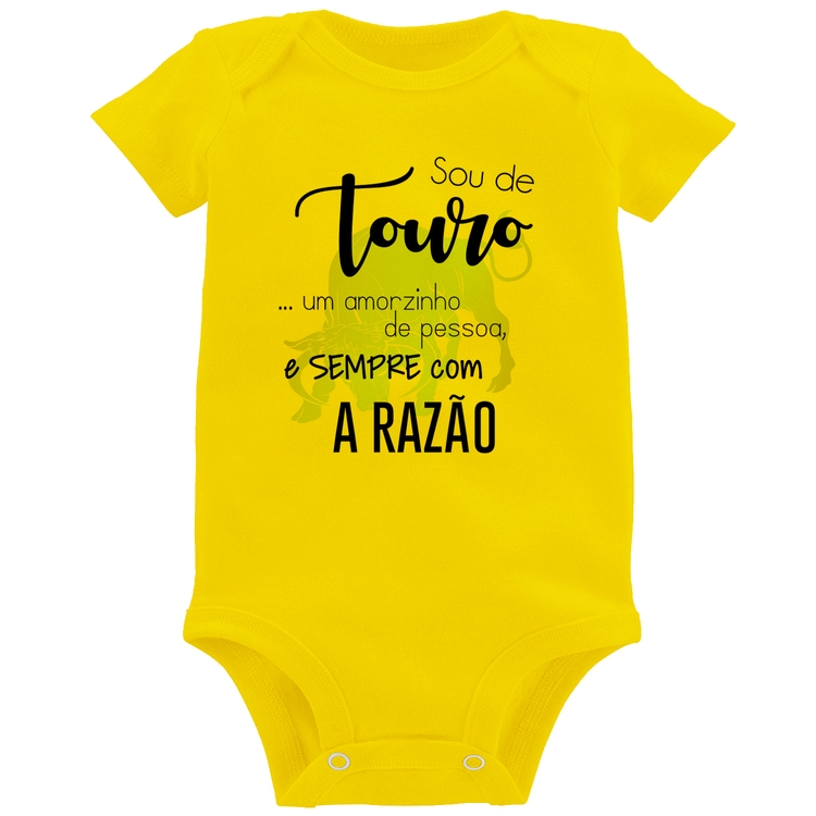 Body Bebê Sou de Touro - Amarelo