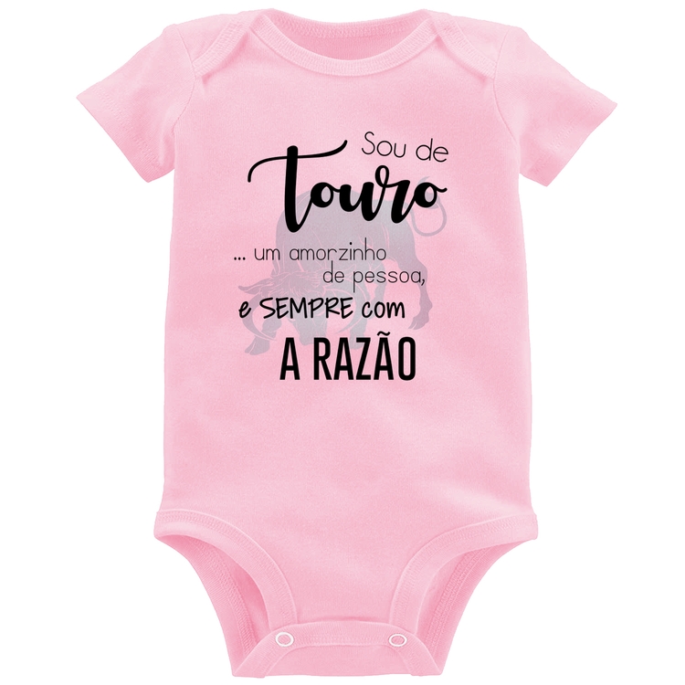 Body Bebê Sou de Touro - Rosa Bebê