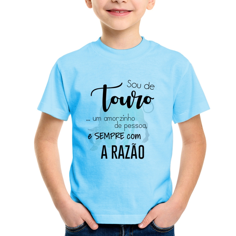 Camiseta Infantil Sou de Touro - Azul Bebê