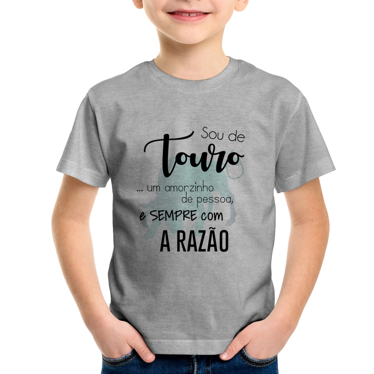 Camiseta Infantil Sou de Touro - Cinza
