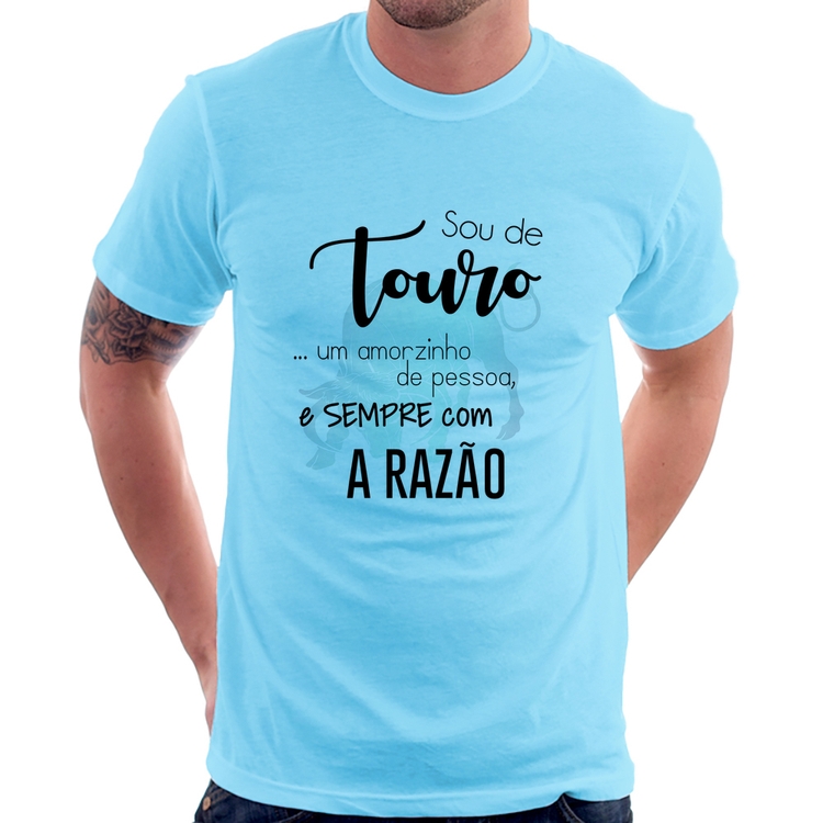 Camiseta Sou de Touro - Azul Bebê
