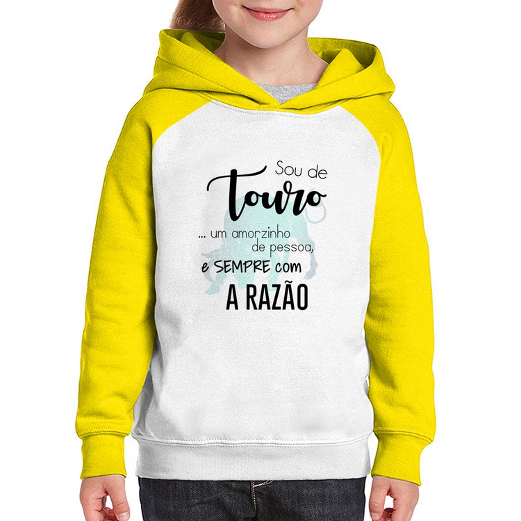 Moletom Infantil Sou de Touro - Branco/Amarelo