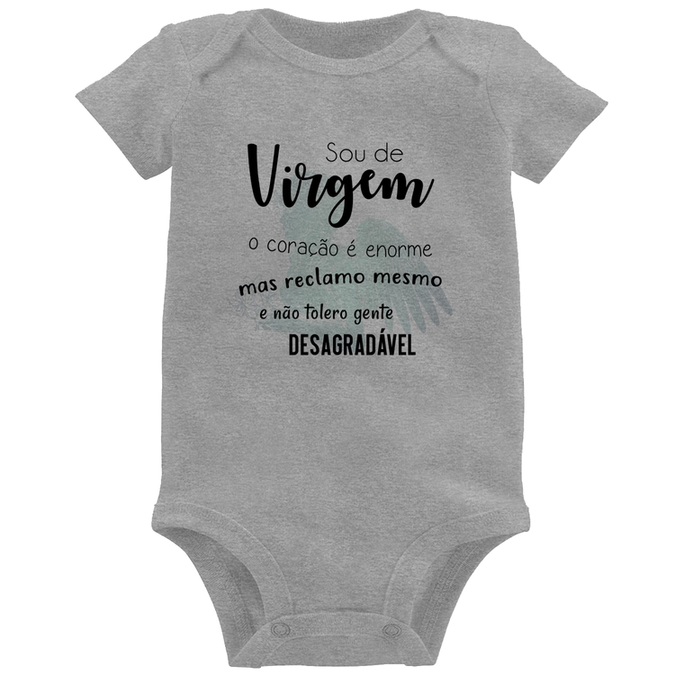 Body Bebê Sou de Virgem - Cinza