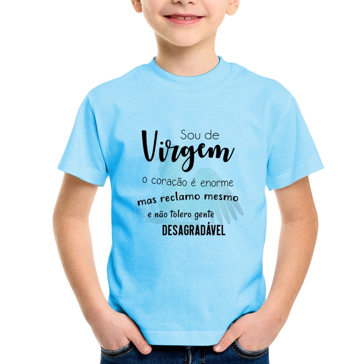 Camiseta Infantil Sou de Virgem - Azul Bebê