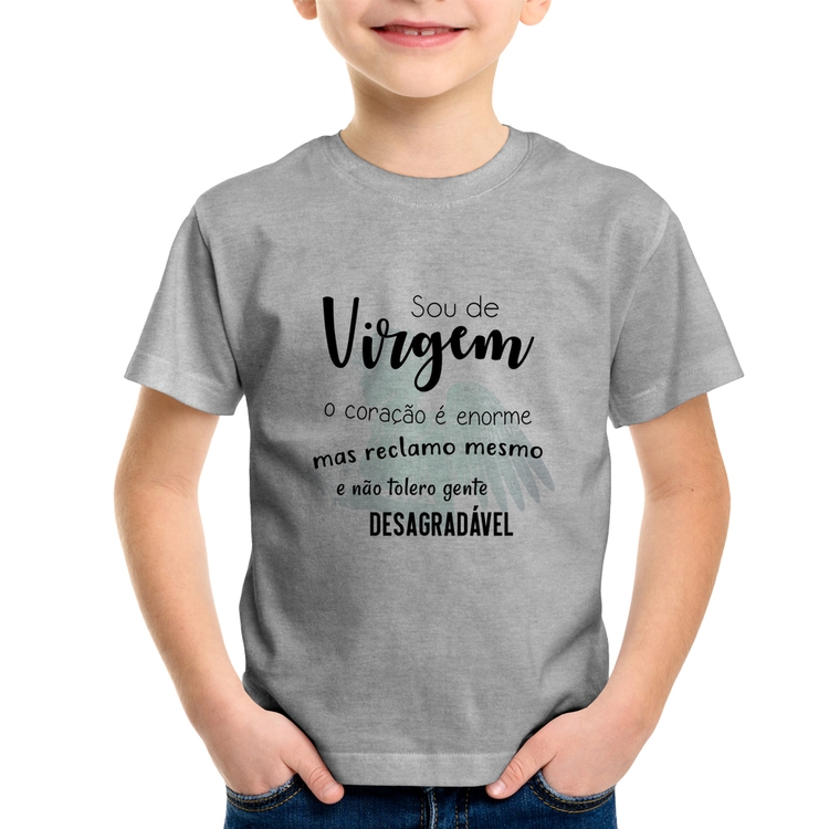 Camiseta Infantil Sou de Virgem - Cinza