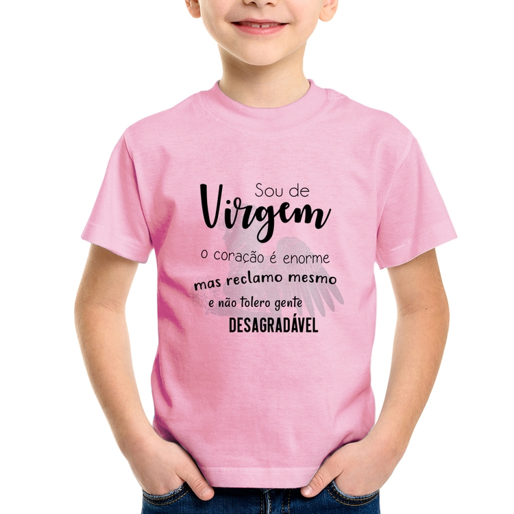 Camiseta Infantil Sou de Virgem - Rosa Bebê