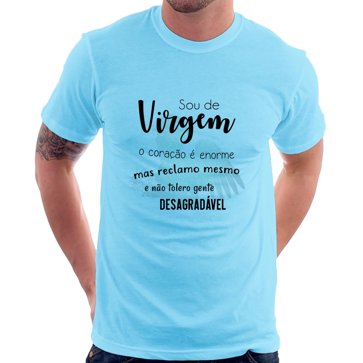 Camiseta Sou de Virgem - Azul Bebê
