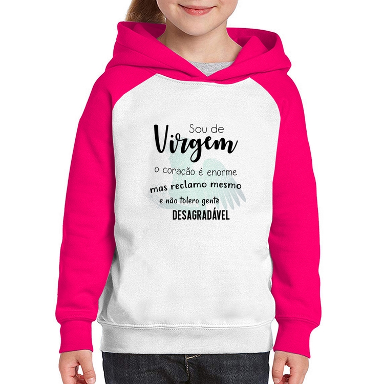 Moletom Infantil Sou de Virgem - Branco/Rosa